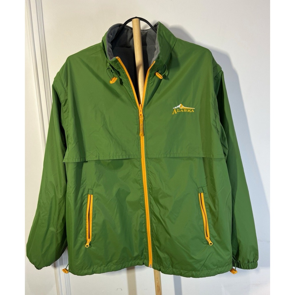 Arctic Circle Alaska Reversible Jacket Mens Green Gray Fleece Windbreaker Coat